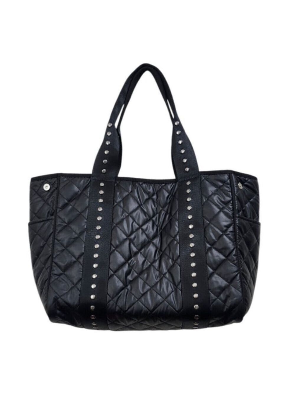 HAUTE SHORE Black Jaime Quilted Tote Bag with Silver Studs - Picture 7 of 8